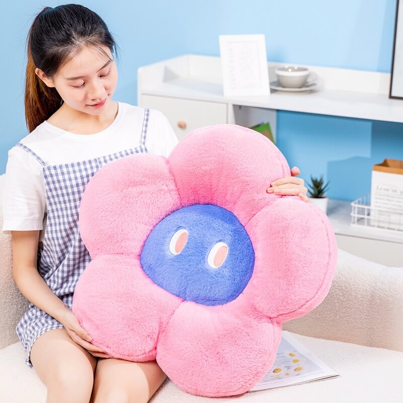 Wholesales Decorative 6 Colors Bright Color Kawaii Stuffed Plush Flower Shaped Seat Cushion Home Decor Pillows Seat 13