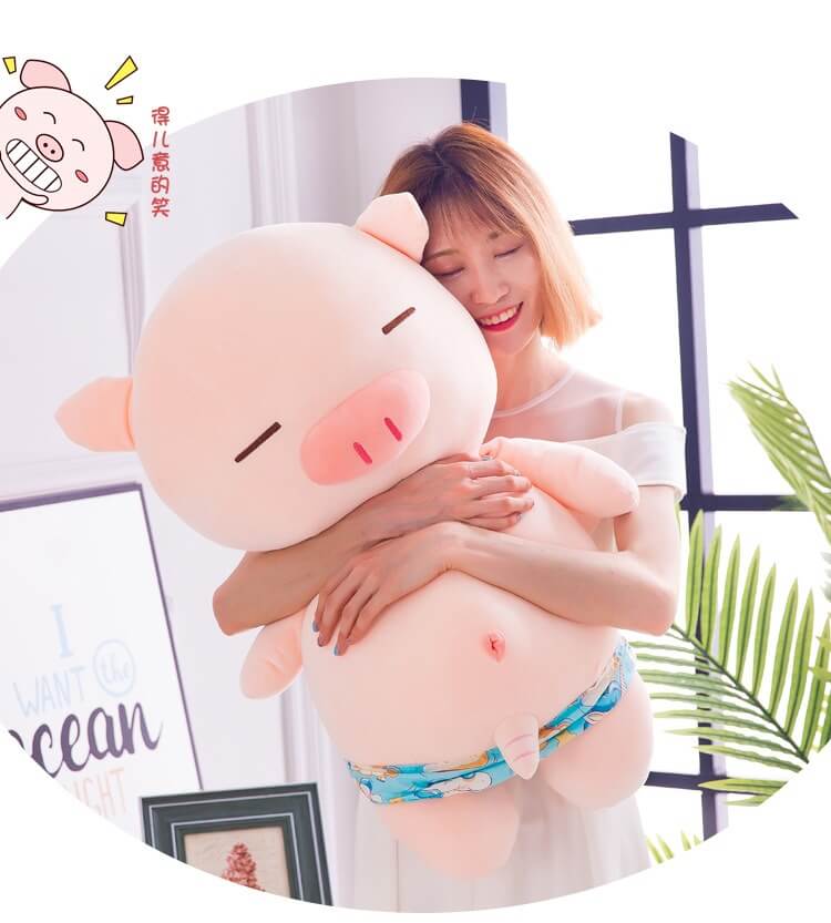 Wholesale Large Pink Soft Cute Underwear Pig Plush Toys Beach Piglet Sleeping Pillow Stall Products Birthday Gift 13
