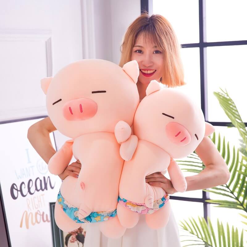 Wholesale Large Pink Soft Cute Underwear Pig Plush Toys Beach Piglet Sleeping Pillow Stall Products Birthday Gift 12