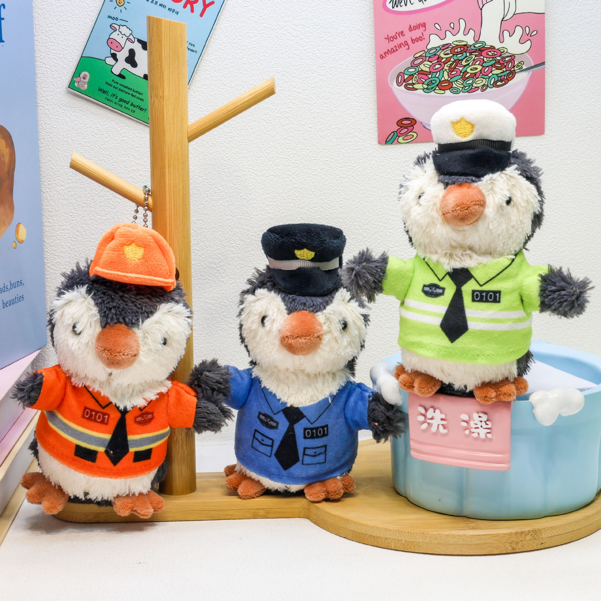 15CM  Penguin Plush Toy Uniform Policeman Firemen Traffic Police Plush Toy Cuddle Riding Clothes Bear Home Decoration 11