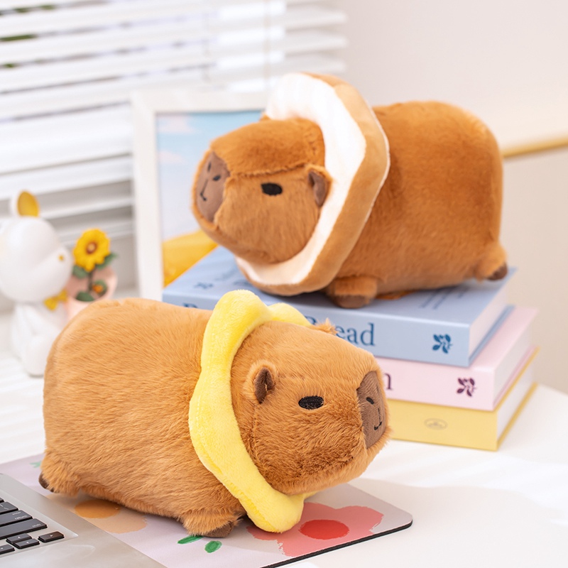 Adorable Capybara Plush Toy Adorned with a Sunflower Wreath - Soft, Huggable, and Full of Charm! 11