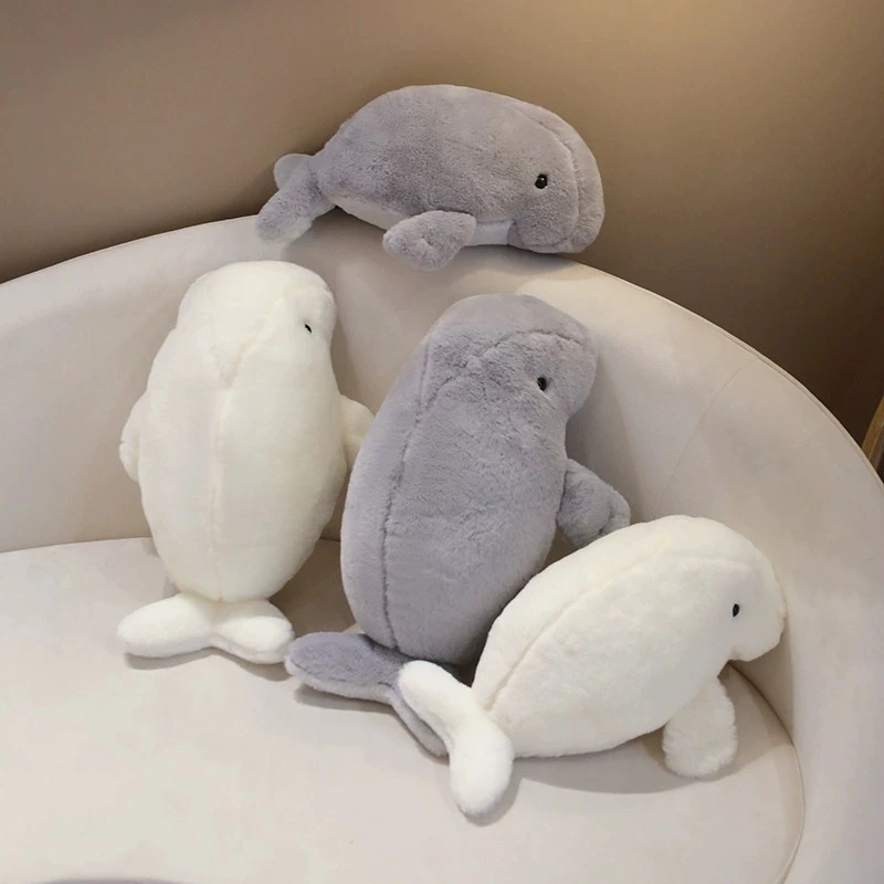 Hot Sale Soft 40CM White Gray Manatee Plush Pillow Simulation Manatee Stuffed Dolphin Stuffed Animal Plush Toy for Kids 1