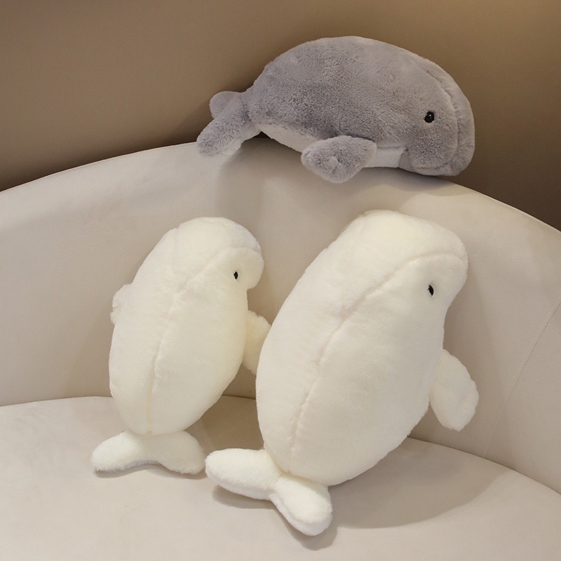Hot Sale Soft 40CM White Gray Manatee Plush Pillow Simulation Manatee Stuffed Dolphin Stuffed Animal Plush Toy for Kids 12