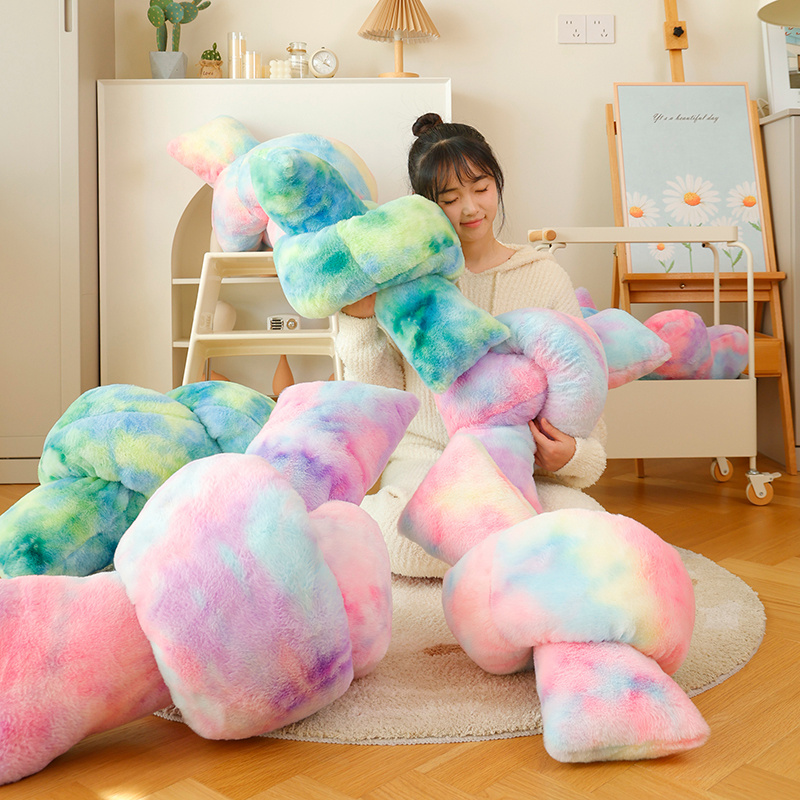 Colorful twisted knot, pentagram, and heart-shaped pillow with creative design, plush toys accompany and soothe 24