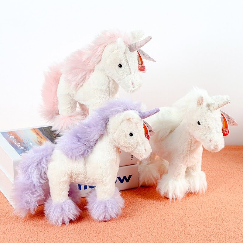 25CM White Pink Purple Stuffed Animals Unicorn Plush Toy Wholesale Stuffed Animal Soft Sleeping Pillow Birthday Gifts 11