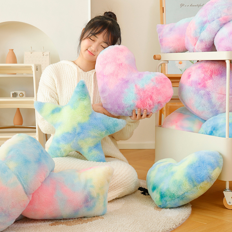 Colorful twisted knot, pentagram, and heart-shaped pillow with creative design, plush toys accompany and soothe 28