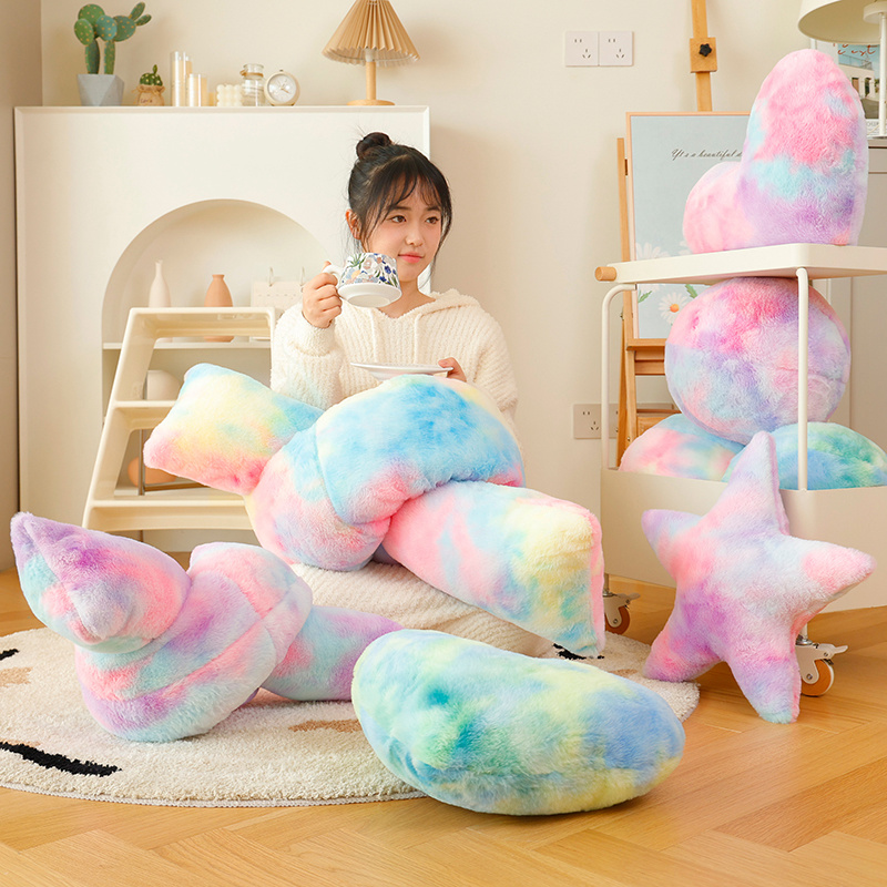 Colorful twisted knot, pentagram, and heart-shaped pillow with creative design, plush toys accompany and soothe 27