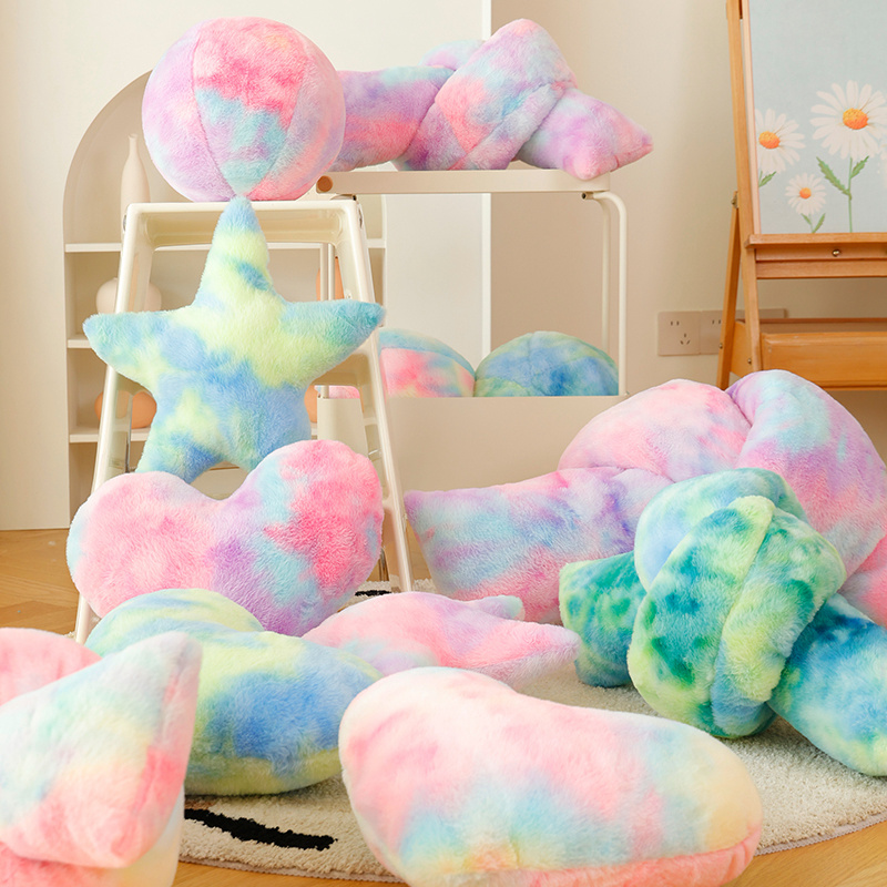 Colorful twisted knot, pentagram, and heart-shaped pillow with creative design, plush toys accompany and soothe 30