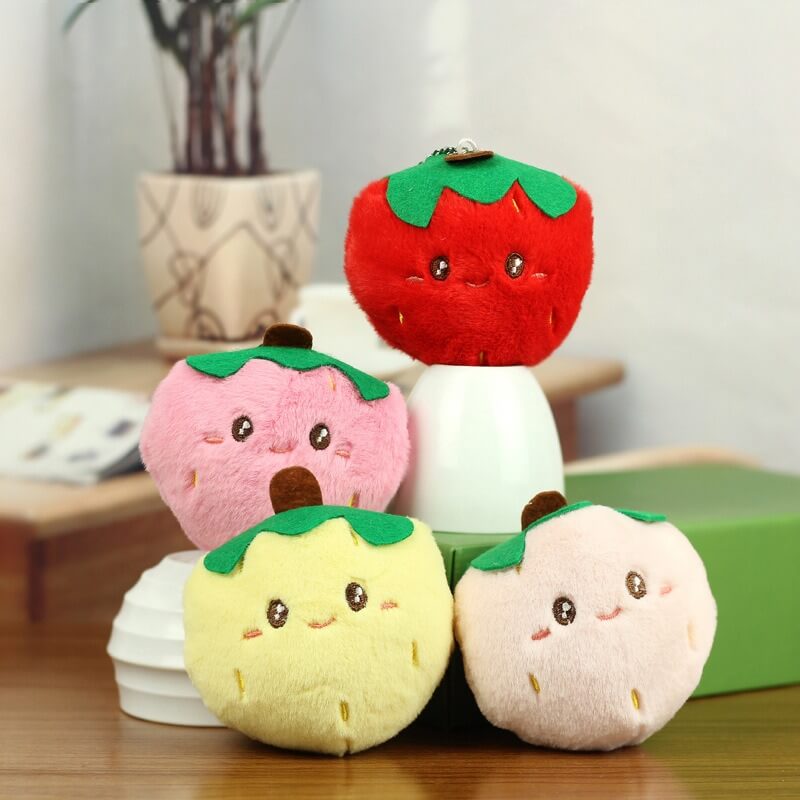 10cm Strawberry Plush Kaychain Fruit Plush Toys Stuffed Plush Plants Soft Stuffing Throw Pillow for Kids Toys Gift 12