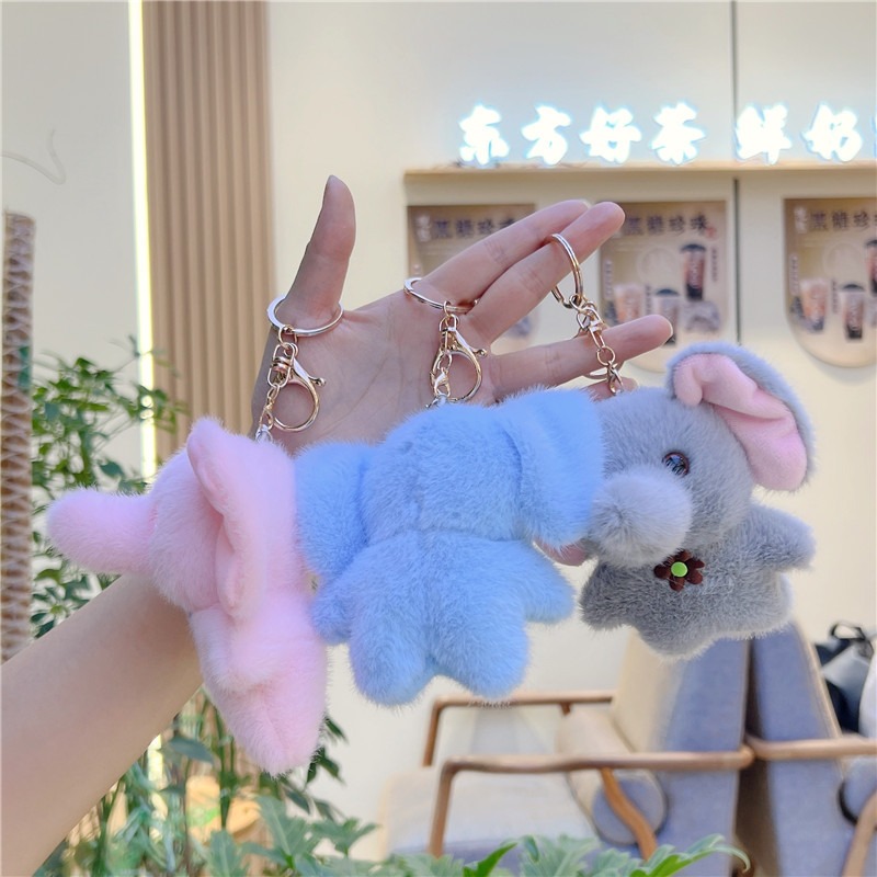 Wholesale 12cm New Fashion Cute Elephant Plushie Keychain Plush Doll Car Key Chain Bag Pendant Cute Stuffed Animal 14