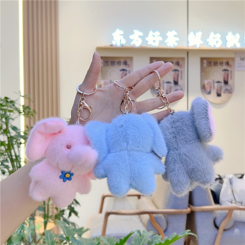 Wholesale 12cm New Fashion Cute Elephant Plushie Keychain Plush Doll Car Key Chain Bag Pendant Cute Stuffed Animal 15