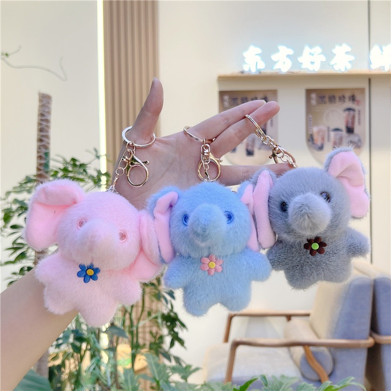 Wholesale 12cm New Fashion Cute Elephant Plushie Keychain Plush Doll Car Key Chain Bag Pendant Cute Stuffed Animal 11