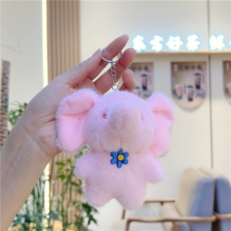 Wholesale 12cm New Fashion Cute Elephant Plushie Keychain Plush Doll Car Key Chain Bag Pendant Cute Stuffed Animal 16