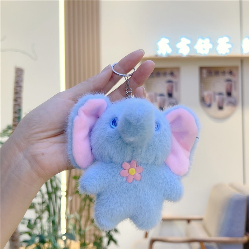 Wholesale 12cm New Fashion Cute Elephant Plushie Keychain Plush Doll Car Key Chain Bag Pendant Cute Stuffed Animal 18