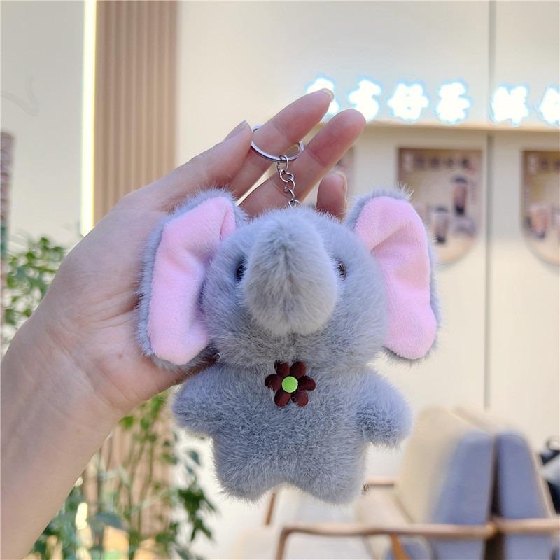 Wholesale 12cm New Fashion Cute Elephant Plushie Keychain Plush Doll Car Key Chain Bag Pendant Cute Stuffed Animal 17