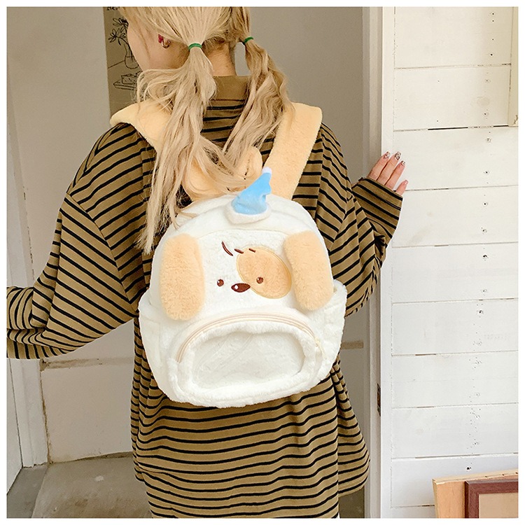 Cute Dog And Bear Design Fashion Luxury Faux Fur Mini Handbag Furry Plush Bag Clear Kawaii Children Kids Backpack 13