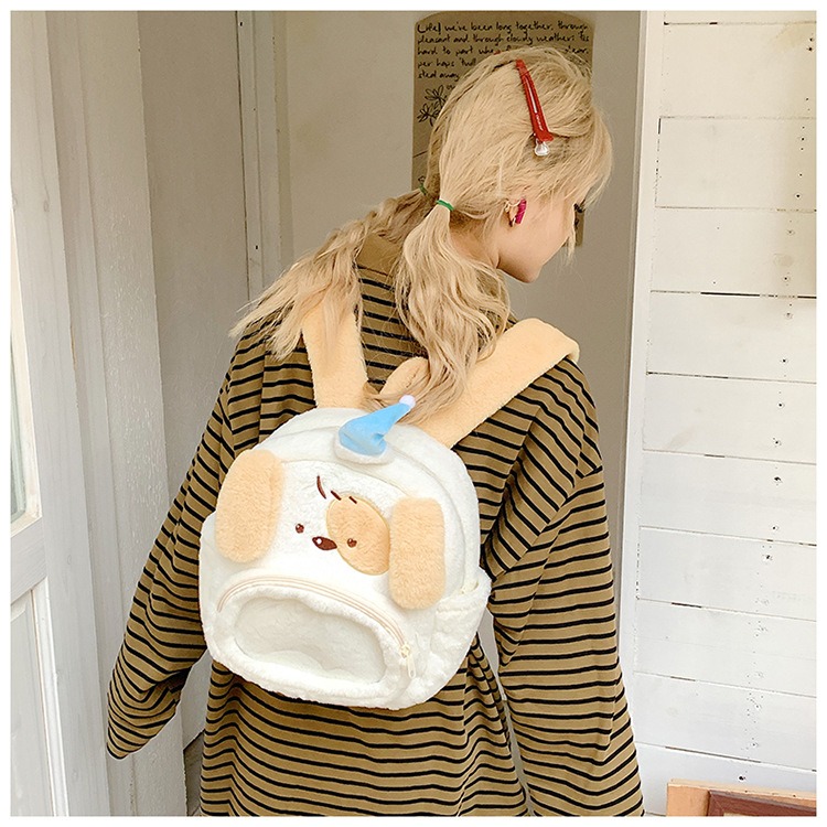 Cute Dog And Bear Design Fashion Luxury Faux Fur Mini Handbag Furry Plush Bag Clear Kawaii Children Kids Backpack 16