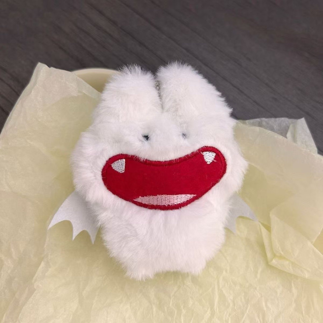 New Cute White Creative Bat Plushies Plush Doll  Little Devil Keychain Pendant Key Ring Charms Backpack Bag  Accessories 12