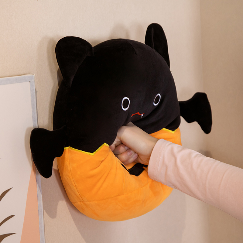 Cute Pumpkin Bat Plush Pillow, Soft & Huggable, Halloween-Themed Decor, Perfect Gift for Kids & Adults 13
