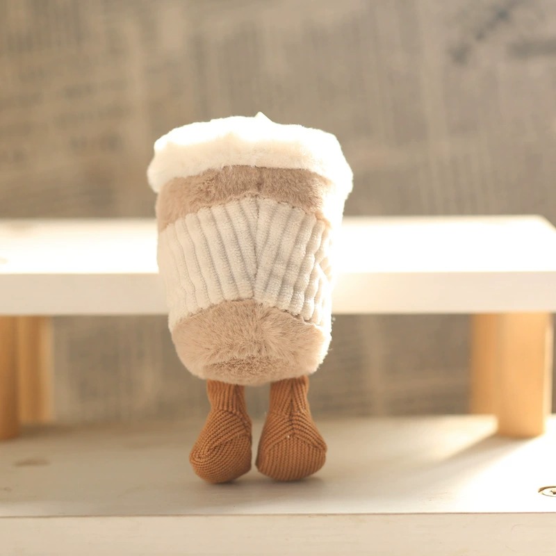 12cm Creative Funny Keychain Bubble Plushie Coffee Cup Super Soft Stuffed Animal for Bag Backpack Fluffy Pendants 9