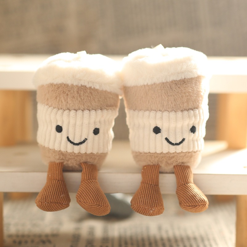 12cm Creative Funny Keychain Bubble Plushie Coffee Cup Super Soft Stuffed Animal for Bag Backpack Fluffy Pendants 7