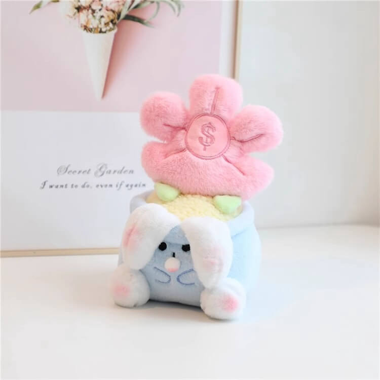 20CM Lucky Pink Blue Flower Cute Stuffed Plush Bouquet Soft Little Plush Toys Children Woman Christmas Graduation Gifts 20