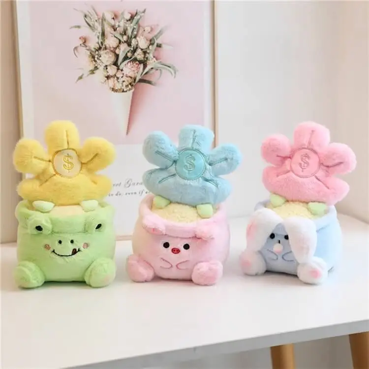 20CM Lucky Pink Blue Flower Cute Stuffed Plush Bouquet Soft Little Plush Toys Children Woman Christmas Graduation Gifts 1