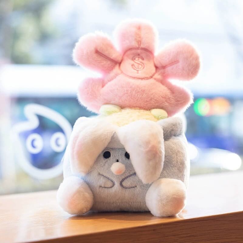 20CM Lucky Pink Blue Flower Cute Stuffed Plush Bouquet Soft Little Plush Toys Children Woman Christmas Graduation Gifts 22