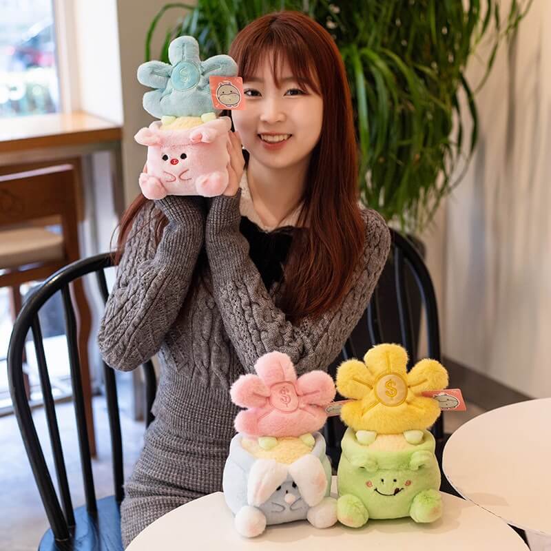 20CM Lucky Pink Blue Flower Cute Stuffed Plush Bouquet Soft Little Plush Toys Children Woman Christmas Graduation Gifts 14