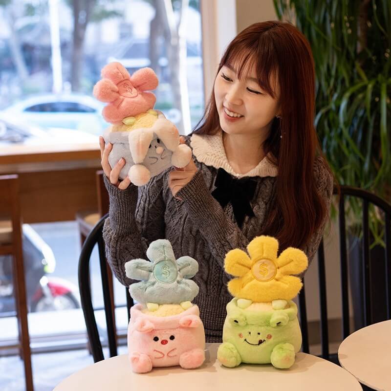 20CM Lucky Pink Blue Flower Cute Stuffed Plush Bouquet Soft Little Plush Toys Children Woman Christmas Graduation Gifts 12