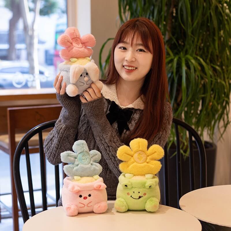 20CM Lucky Pink Blue Flower Cute Stuffed Plush Bouquet Soft Little Plush Toys Children Woman Christmas Graduation Gifts 18