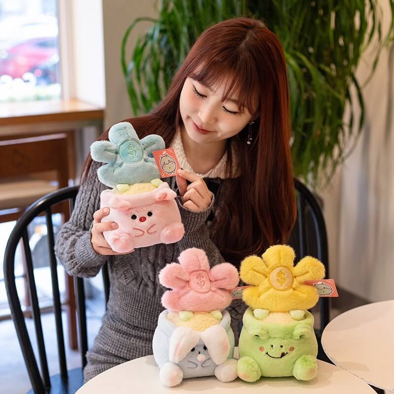 20CM Lucky Pink Blue Flower Cute Stuffed Plush Bouquet Soft Little Plush Toys Children Woman Christmas Graduation Gifts 16