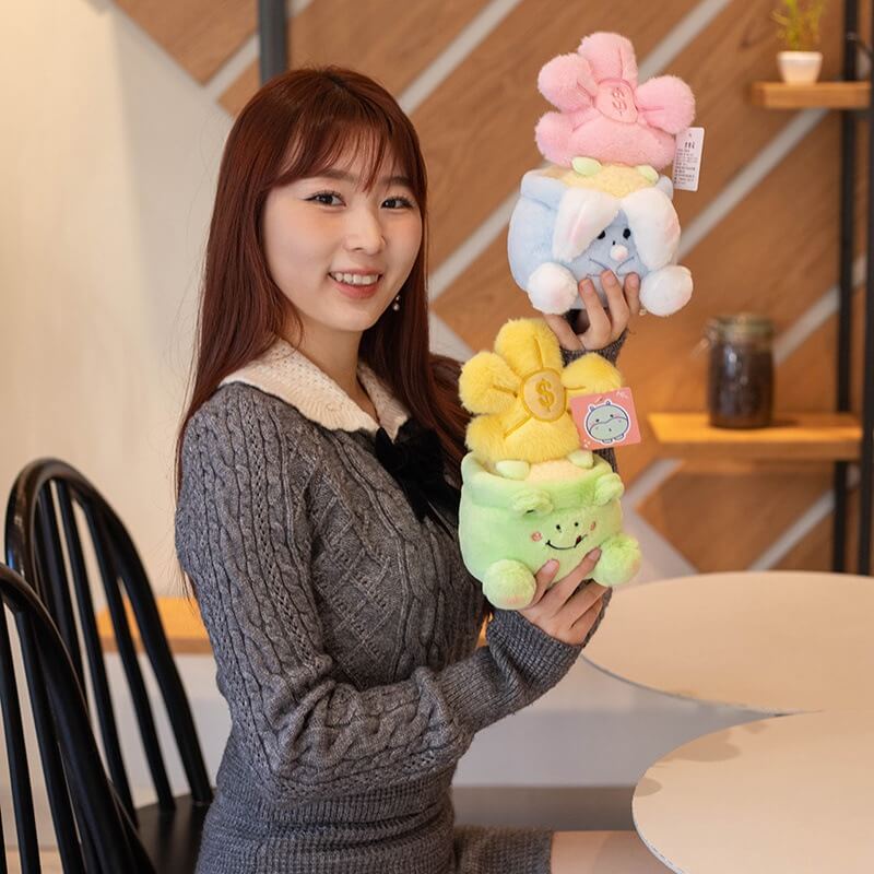 20CM Lucky Pink Blue Flower Cute Stuffed Plush Bouquet Soft Little Plush Toys Children Woman Christmas Graduation Gifts 19