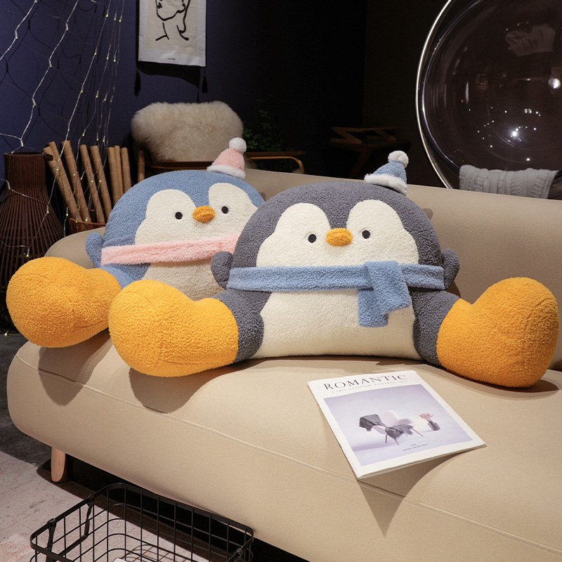 Cabecero de cama con soporte para la cintura de pingüino de peluche, suave y cómodo, venta al por mayor, directo de fábrica, bonito estilo, regalo cálido. 12