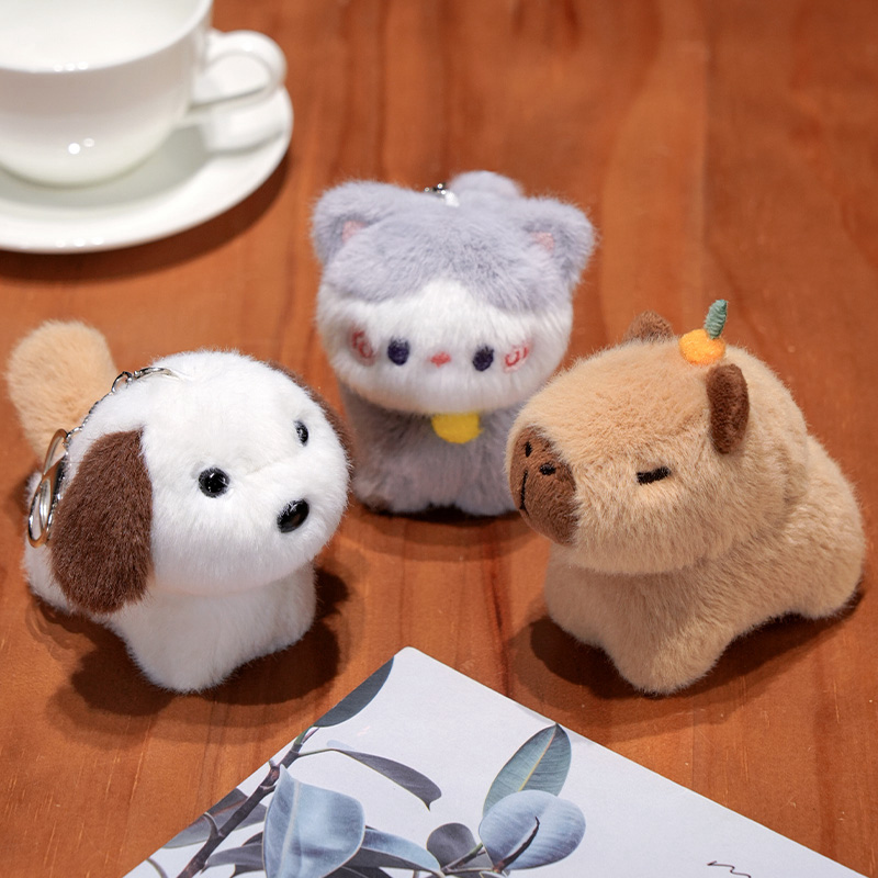 Factory Direct Plush Doll Pendant, Puppy, Kitten, Dolphin Plush Keychain, Soft and Cute Design 13