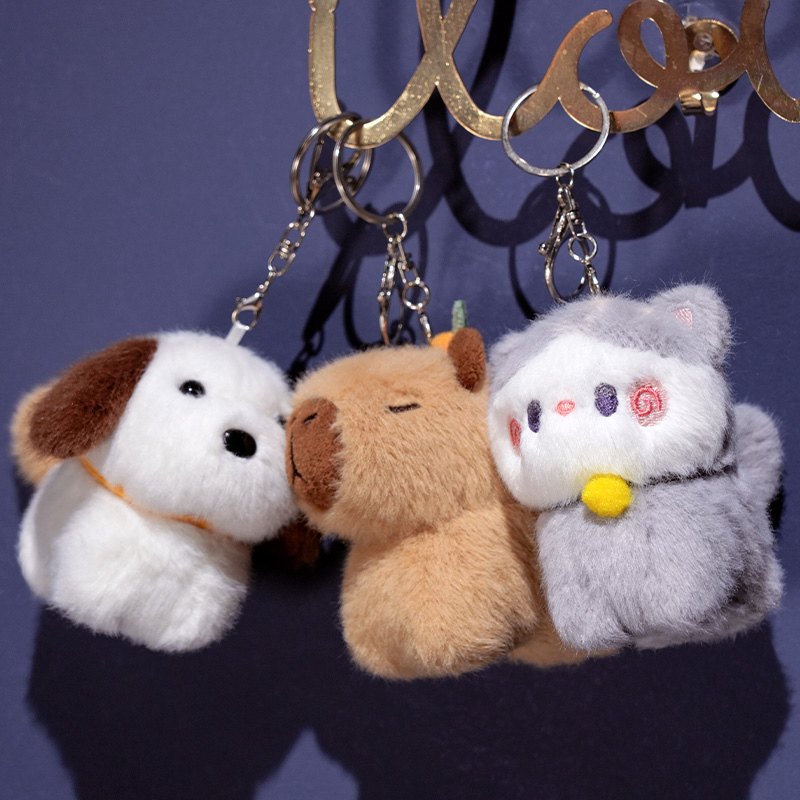 Factory Direct Plush Doll Pendant, Puppy, Kitten, Dolphin Plush Keychain, Soft and Cute Design 12