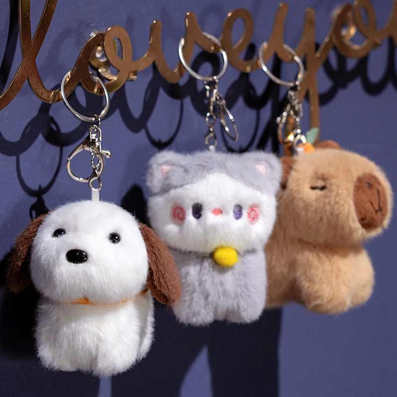 Factory Direct Plush Doll Pendant, Puppy, Kitten, Dolphin Plush Keychain, Soft and Cute Design 15