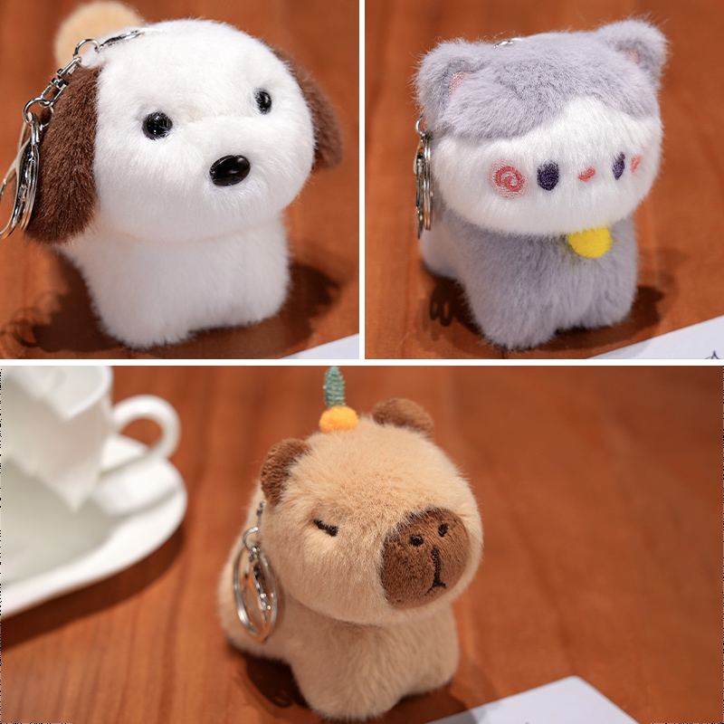 Factory Direct Plush Doll Pendant, Puppy, Kitten, Dolphin Plush Keychain, Soft and Cute Design 11