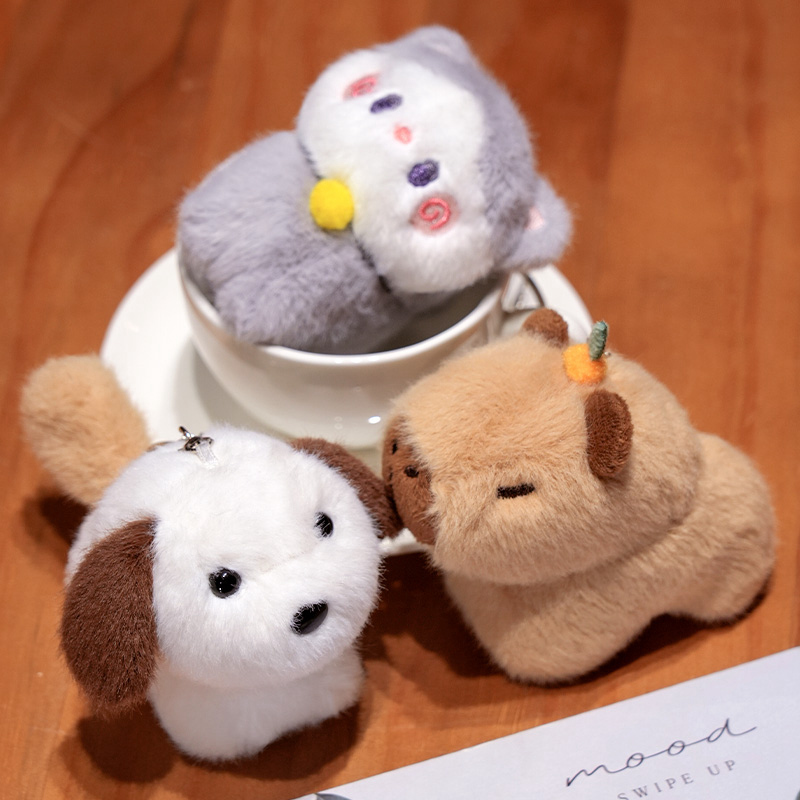 Factory Direct Plush Doll Pendant, Puppy, Kitten, Dolphin Plush Keychain, Soft and Cute Design 17