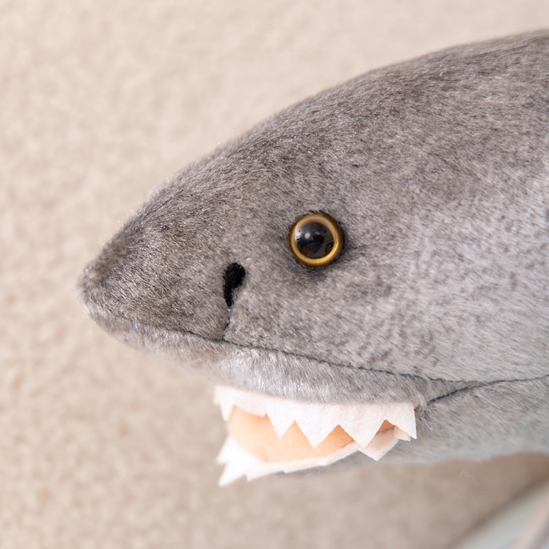 Realistic and creative modeling of simulated marine animal grey shark plush toy with smooth lines, trendy home decor 16