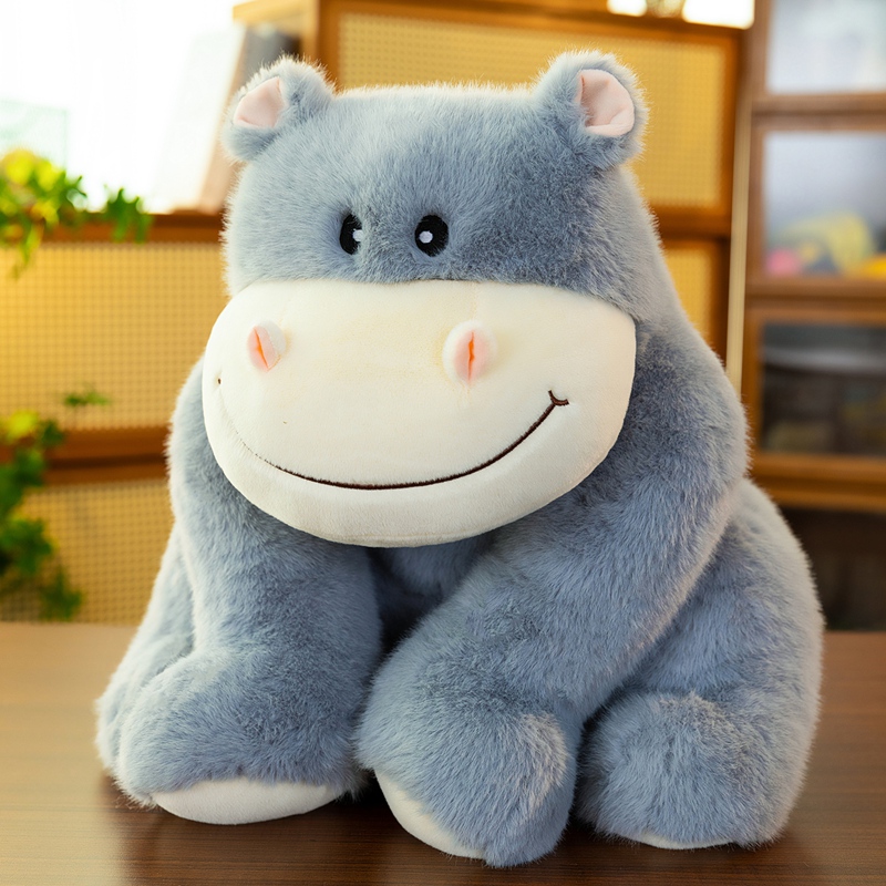 Hippo soft toy blue smiling hippopotamus creative design plush toy unique shape cute and simple 13