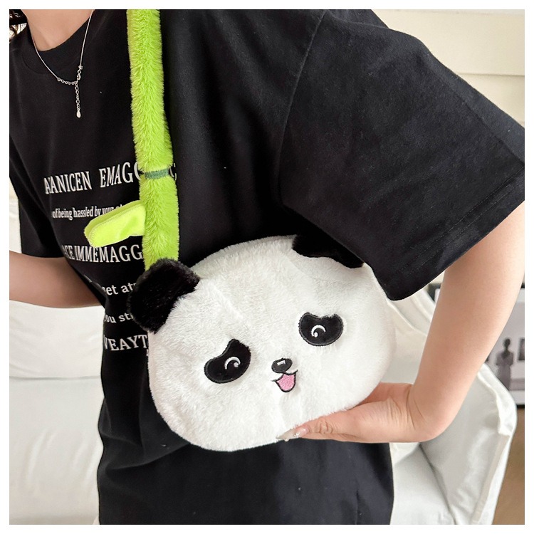 New Design Furry Cute Bamboo Panda Plush Toy Stuffed Animal Panda Shoulder Bag High Quality Portable Girls Gift for Kids 11