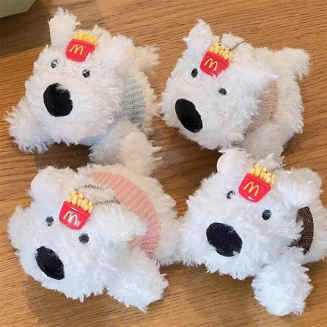 Handmade Furry 12cm Lovely Dog Puppy West Highland Kawaii Plush Bag Backpack Charms Pendants Keychain  Decoration Gift 1