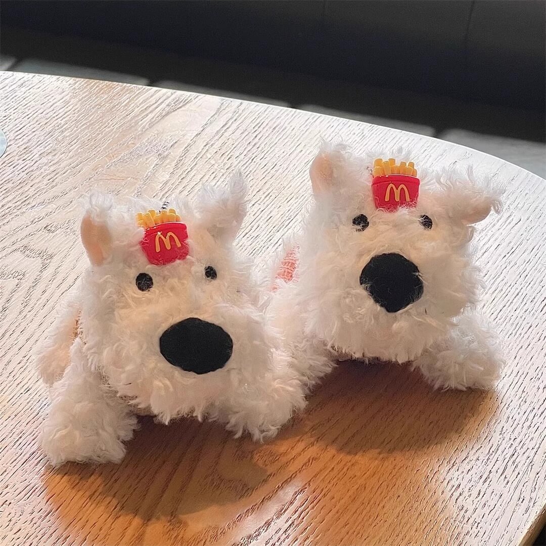 Handmade Furry 12cm Lovely Dog Puppy West Highland Kawaii Plush Bag Backpack Charms Pendants Keychain  Decoration Gift 14