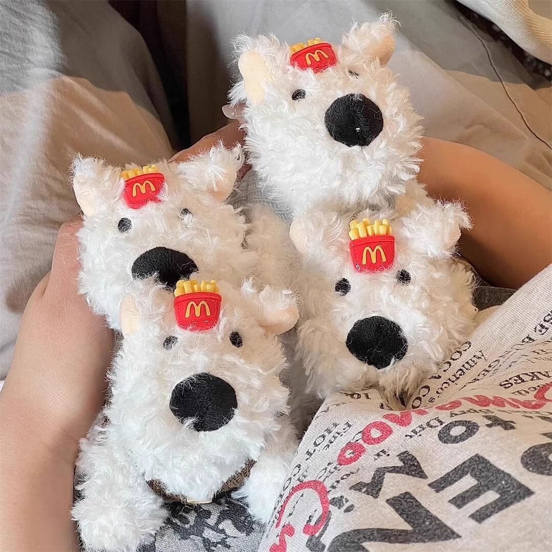 Handmade Furry 12cm Lovely Dog Puppy West Highland Kawaii Plush Bag Backpack Charms Pendants Keychain  Decoration Gift 13