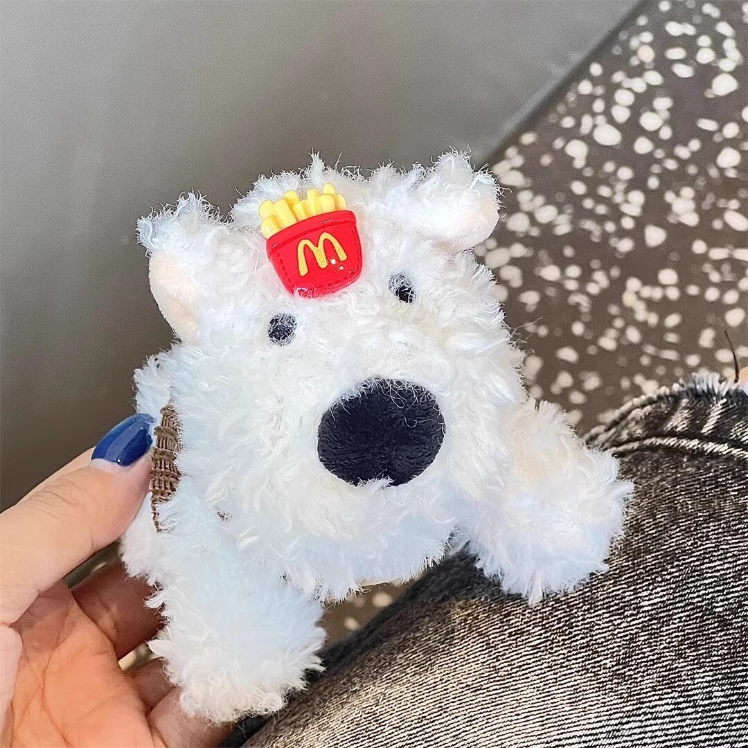 Handmade Furry 12cm Lovely Dog Puppy West Highland Kawaii Plush Bag Backpack Charms Pendants Keychain  Decoration Gift 16