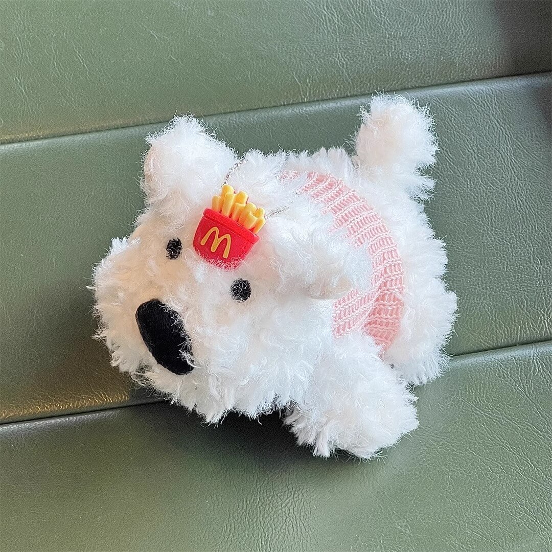 Handmade Furry 12cm Lovely Dog Puppy West Highland Kawaii Plush Bag Backpack Charms Pendants Keychain  Decoration Gift 17