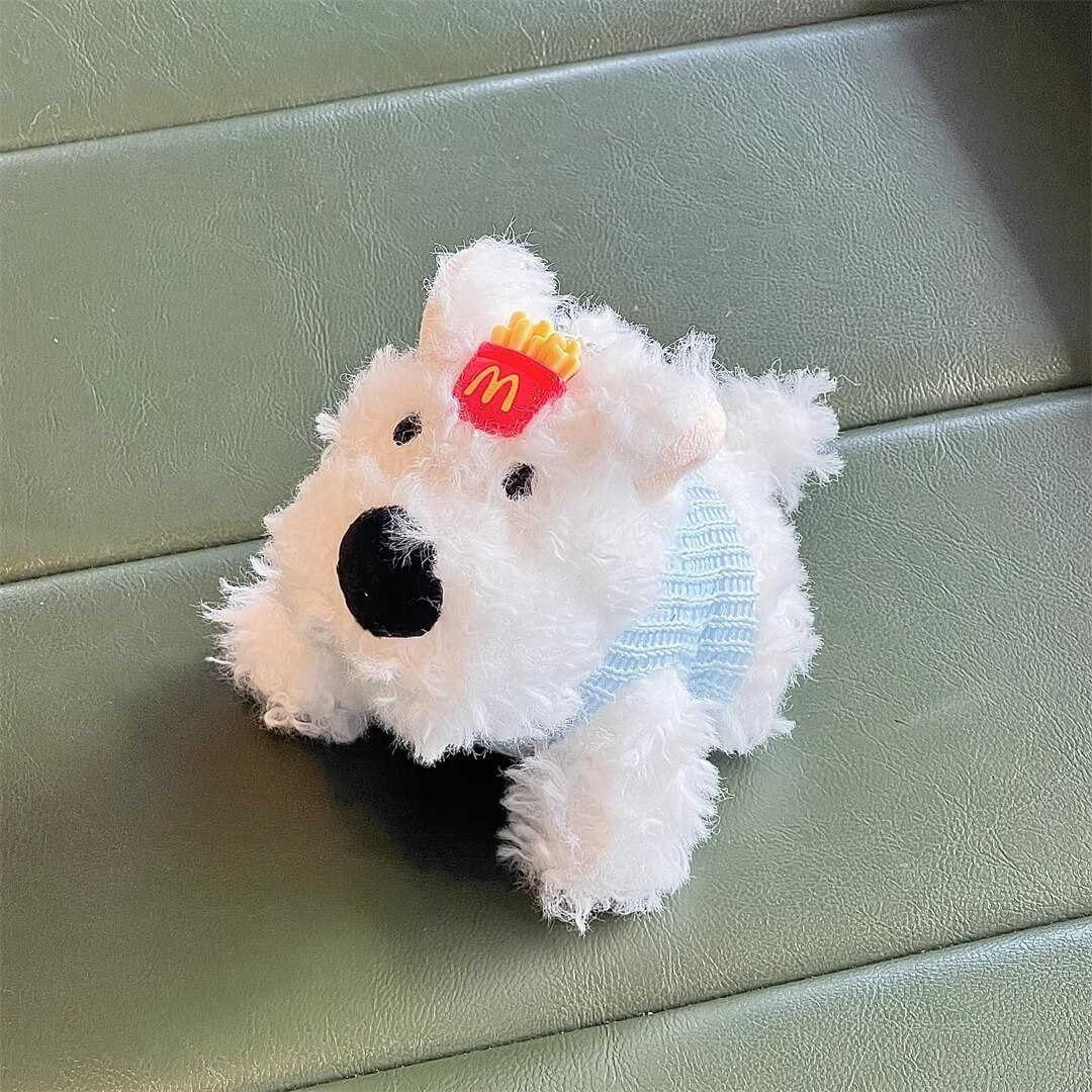 Handmade Furry 12cm Lovely Dog Puppy West Highland Kawaii Plush Bag Backpack Charms Pendants Keychain  Decoration Gift 18