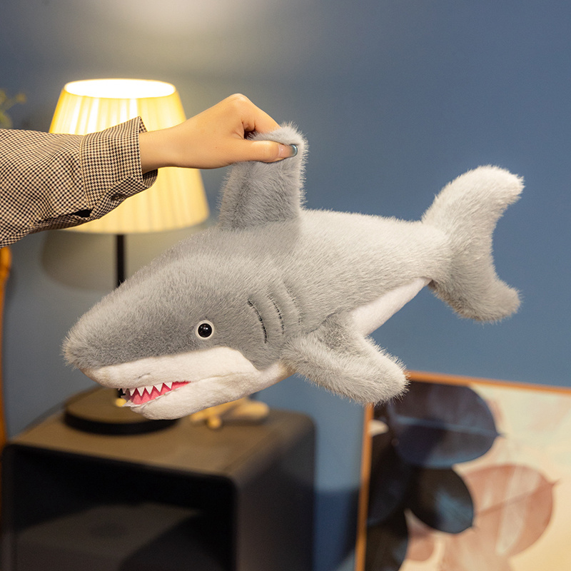 Shark plush toys available in two colors, featuring plush toys with sharp teeth and plush pillows that are soft 16