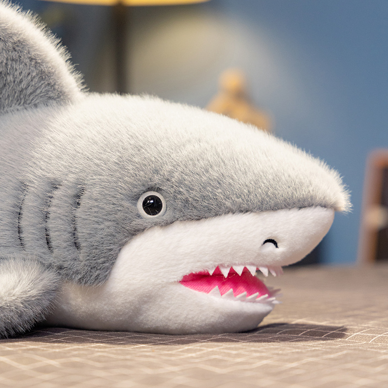 Shark plush toys available in two colors, featuring plush toys with sharp teeth and plush pillows that are soft 15